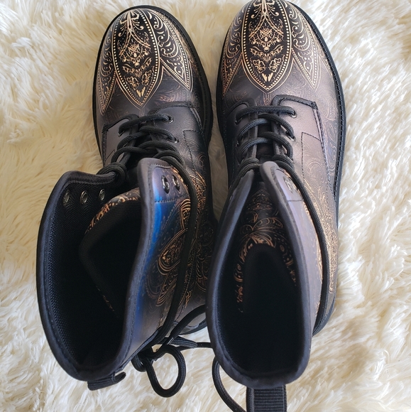 NWOT RAAD Custom Black vegan leather lace up moto ankle boots size 39 unisex - Picture 2 of 12